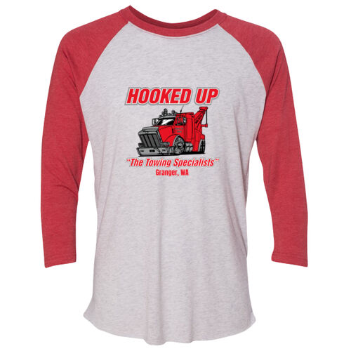 Hooked Up - Unisex Triblend Three-Quarter Sleeve Raglan - Grey Thumbnail