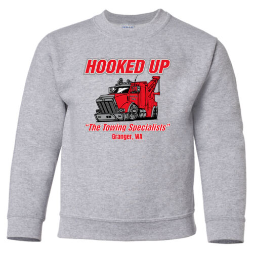 Hooked Up - Heavy Blend Youth Crewneck Sweatshirt - Grey Thumbnail