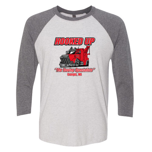 Hooked Up - Unisex Triblend Three-Quarter Sleeve Raglan - Black Thumbnail