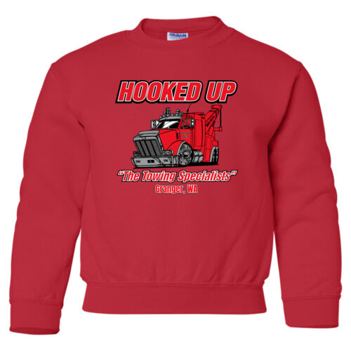 Hooked Up - Heavy Blend Youth Crewneck Sweatshirt - Black Thumbnail